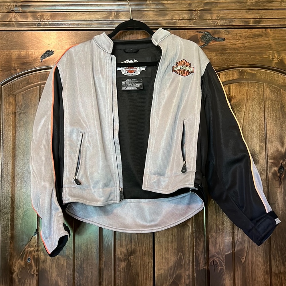 Harley-Davidson Gray Mesh Padded Armor Motorcycle Jacket Men's MEDIUM